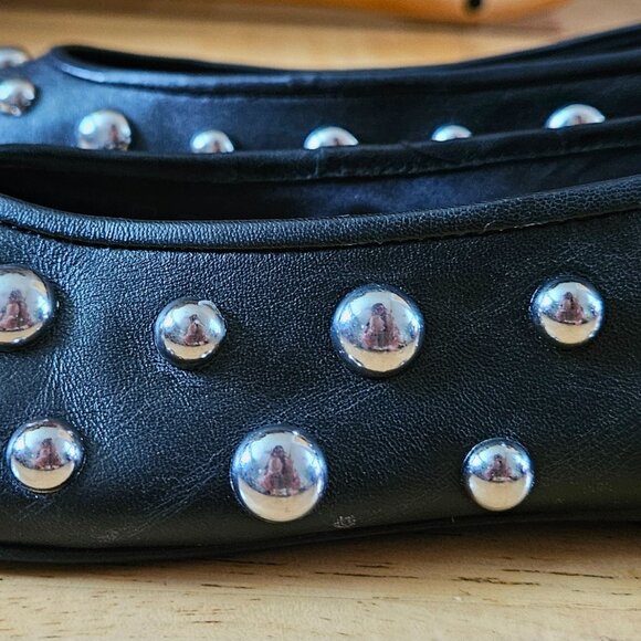 ZARA Studded Leather Black Ballet Flats - Picture 8 of 9
